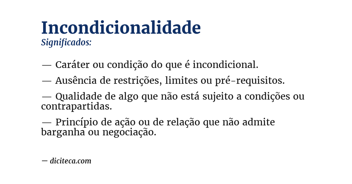 Significado de incondicionalidade