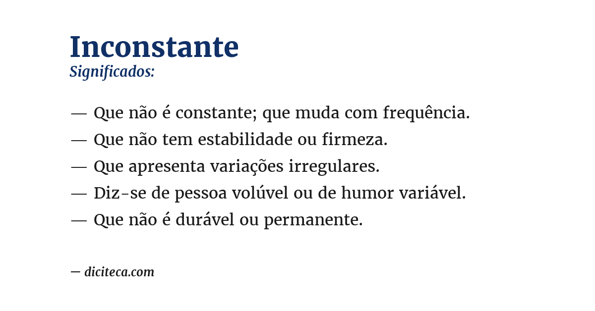 Significado de inconstante