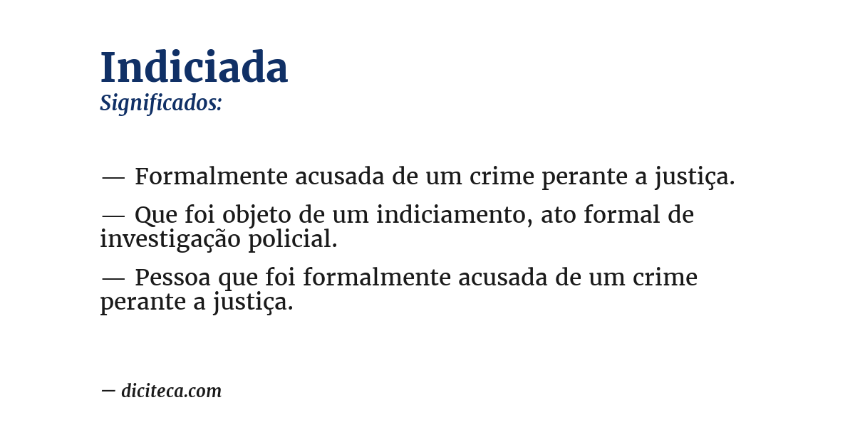 Significado de indiciada