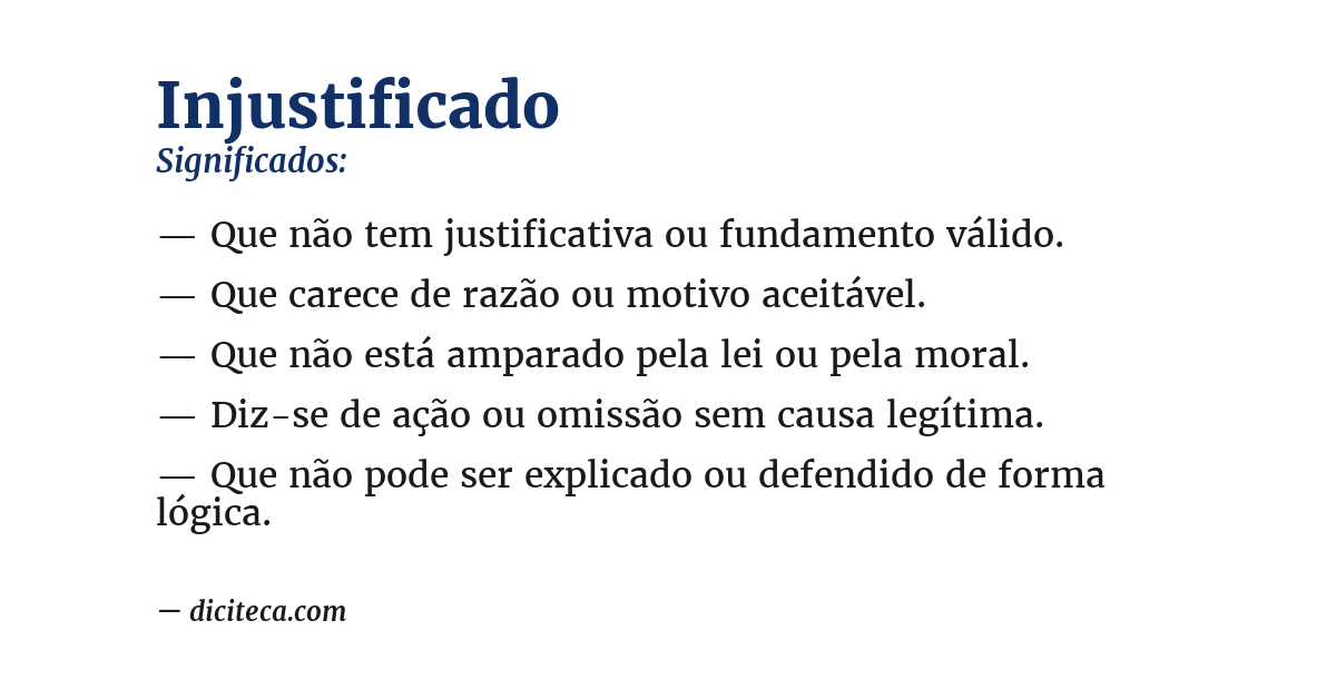 Significado de injustificado