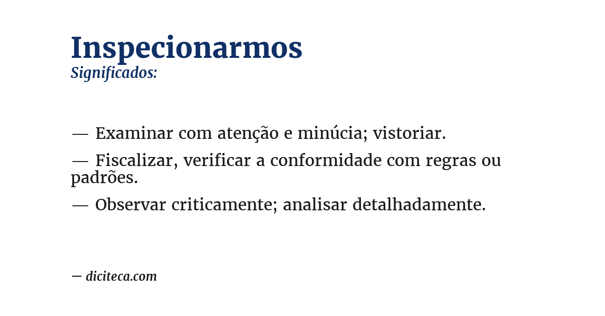 Significado de inspecionarmos