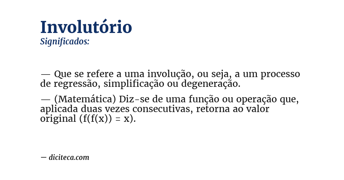 Significado de involutório