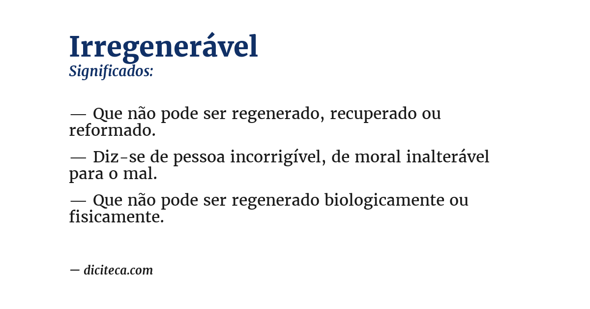Significado de irregenerável