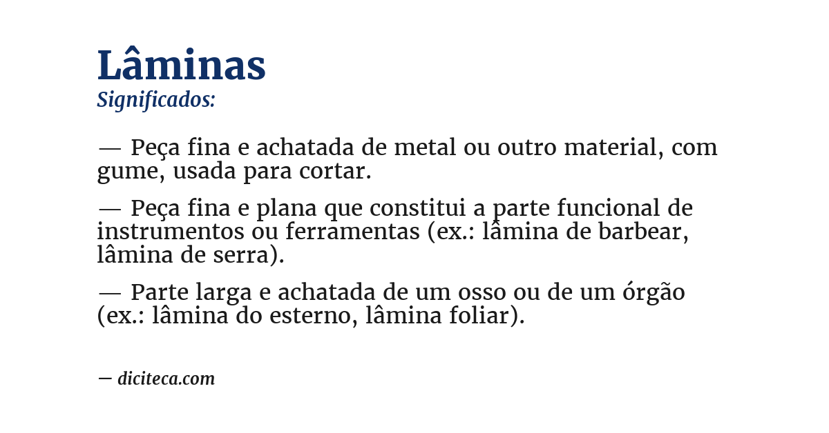 Significado de lâminas