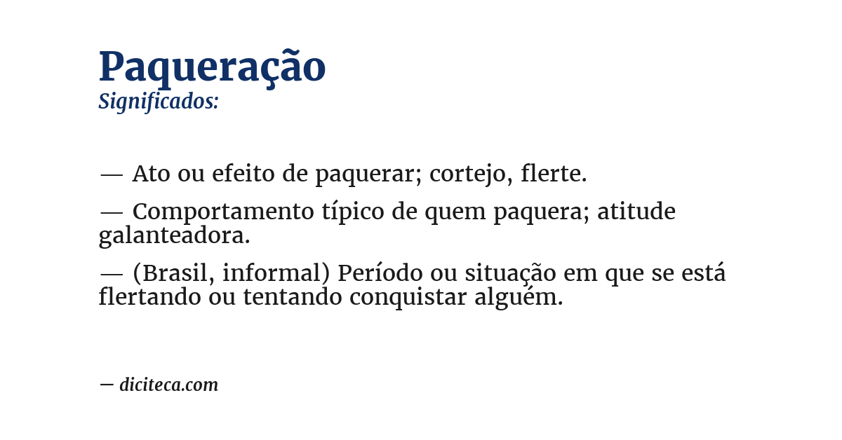 Significado de paqueração