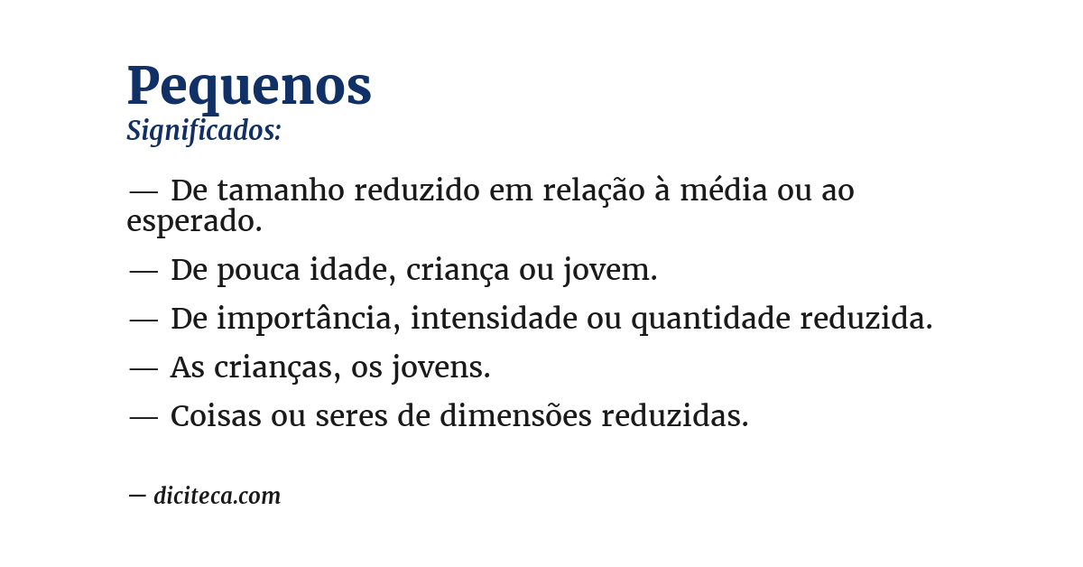 Significado de pequenos