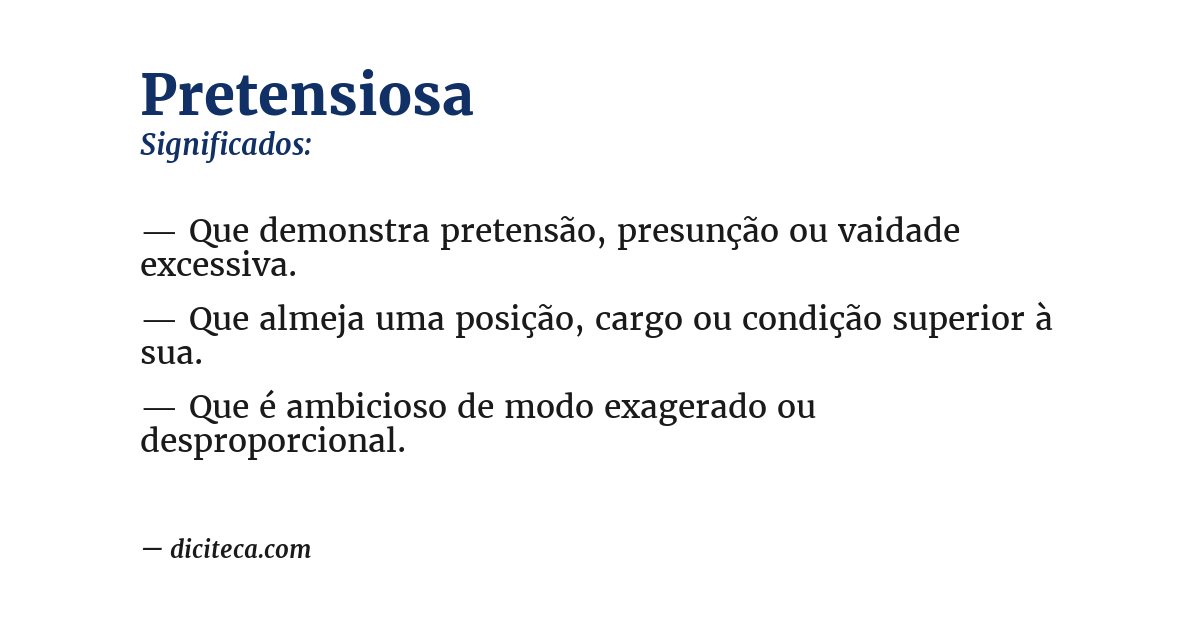 Significado de pretensiosa