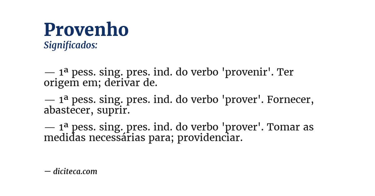 Significado de provenho