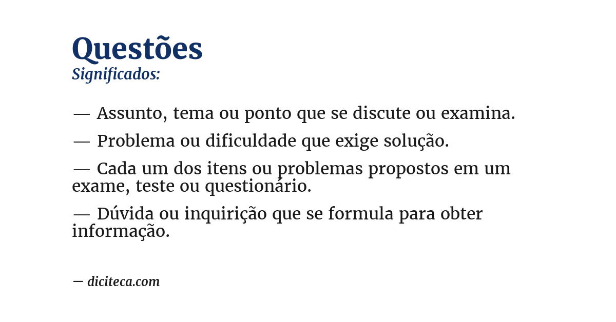 Significado de questões