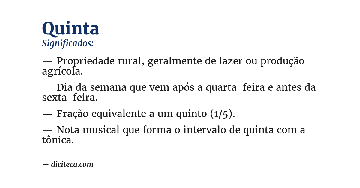 Significado de quinta