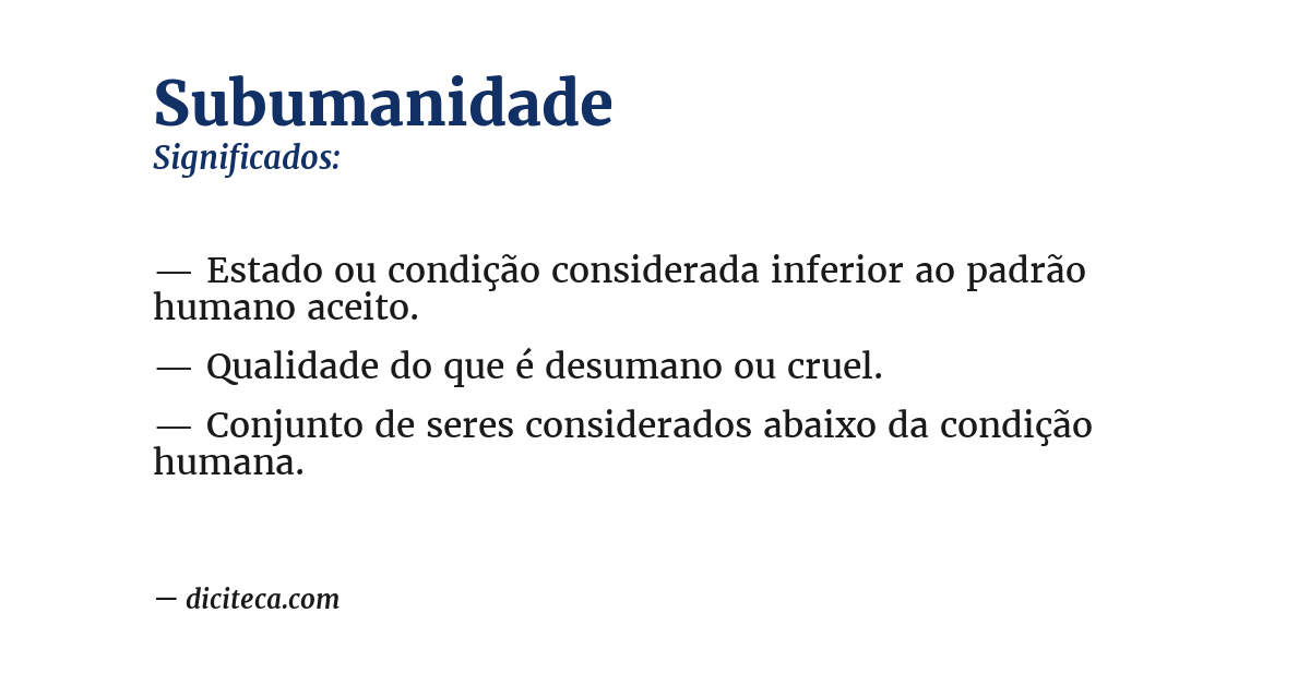 Significado de subumanidade