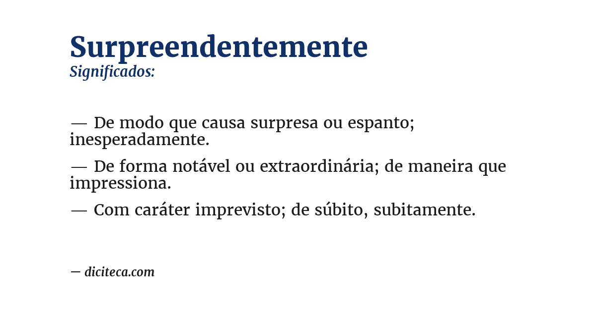 Significado de surpreendentemente