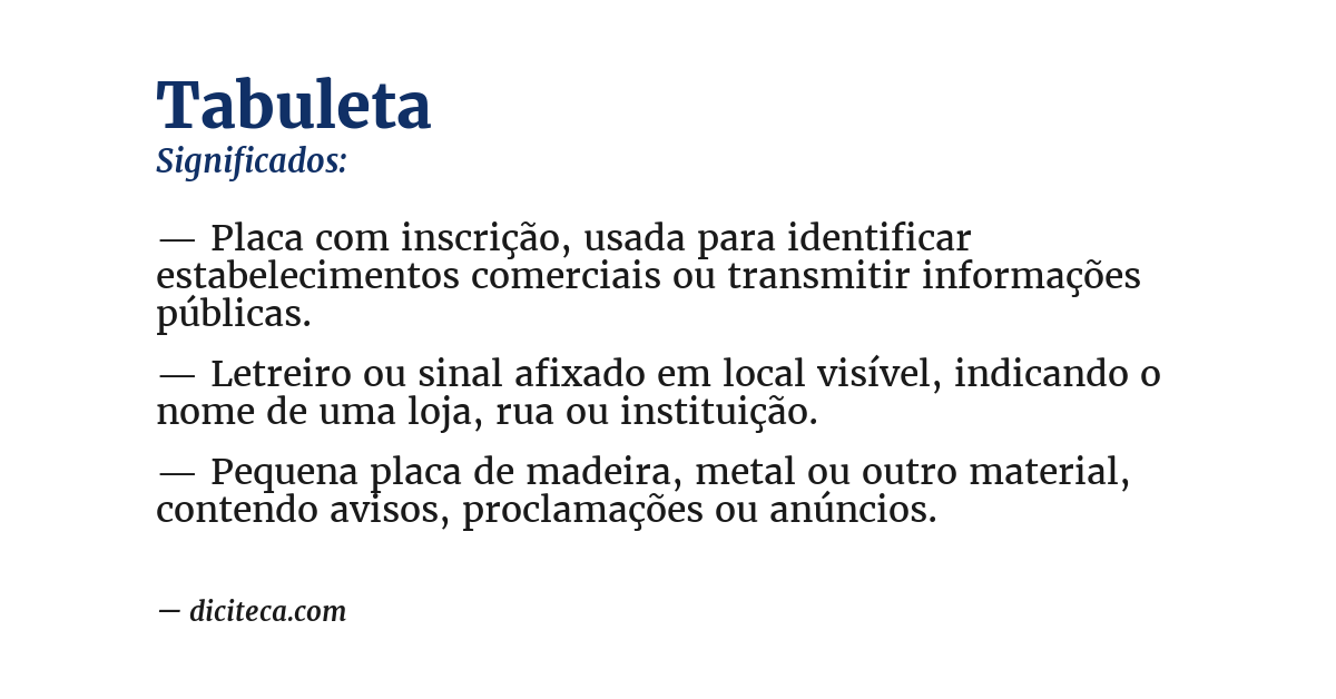 Significado de tabuleta