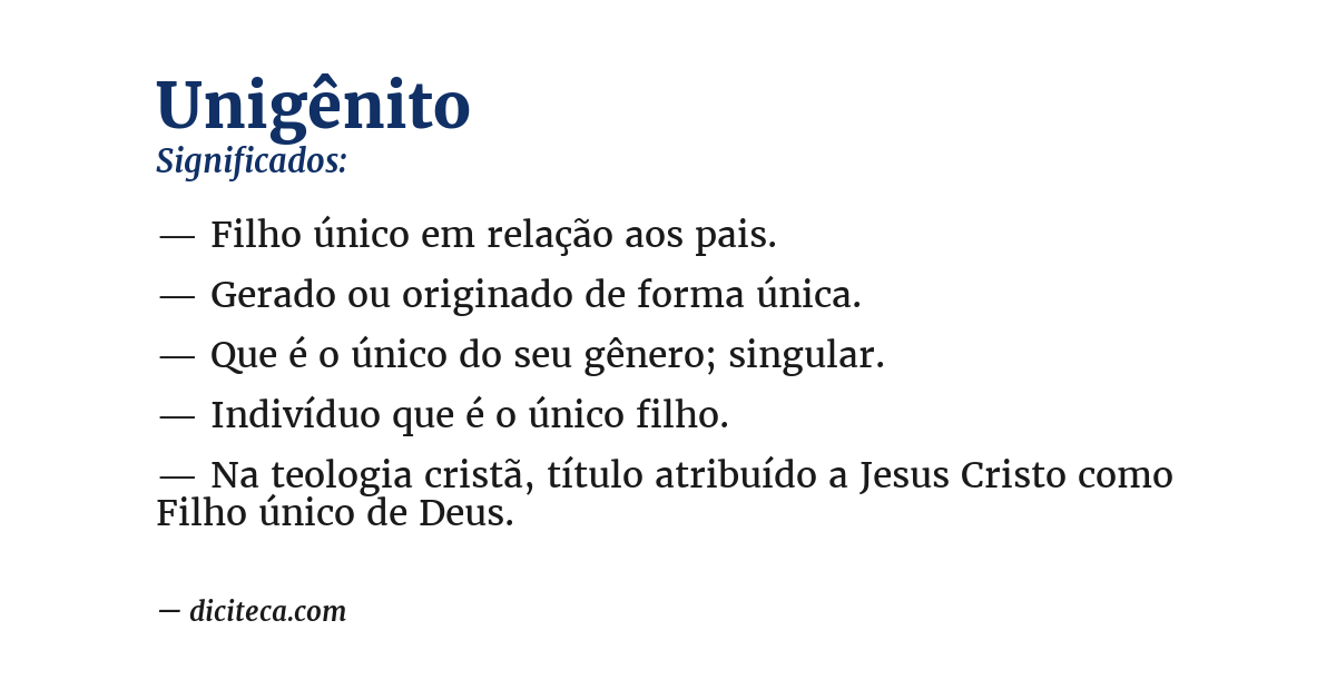 Significado de unigênito