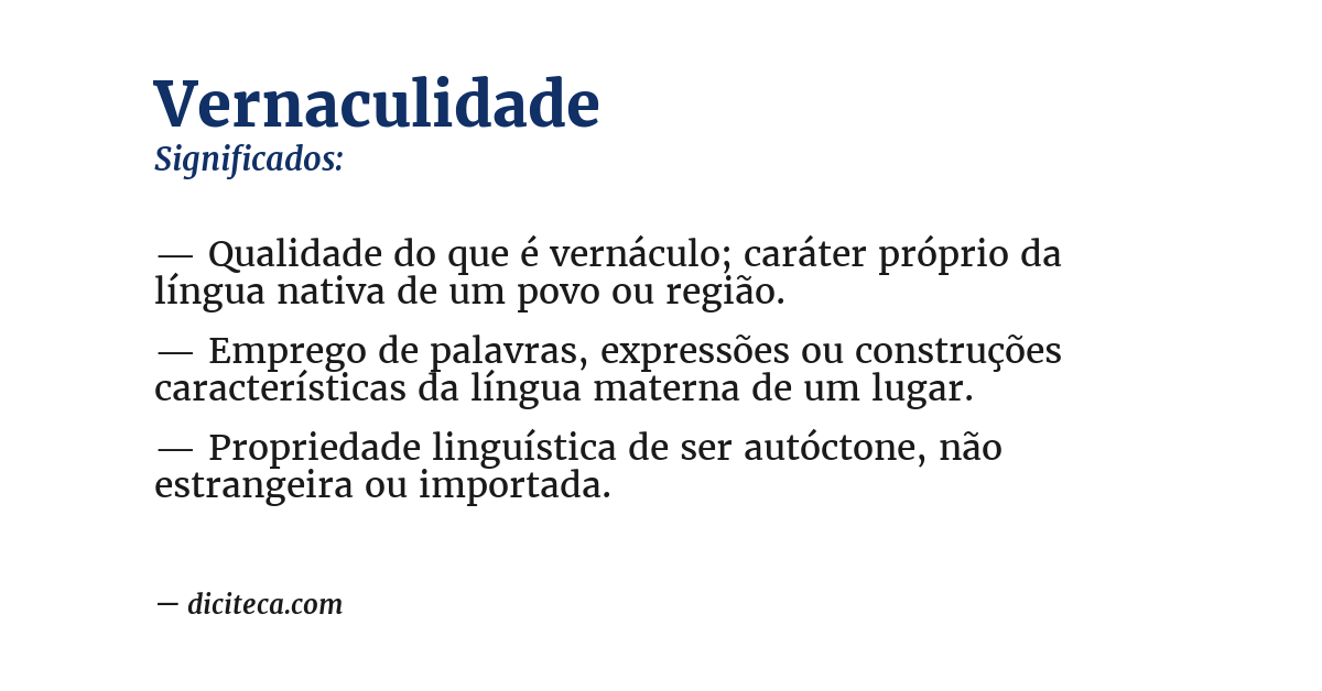 Significado de vernaculidade