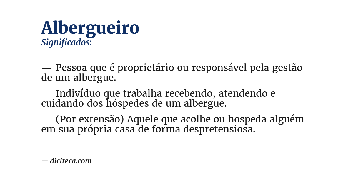 Significado de albergueiro
