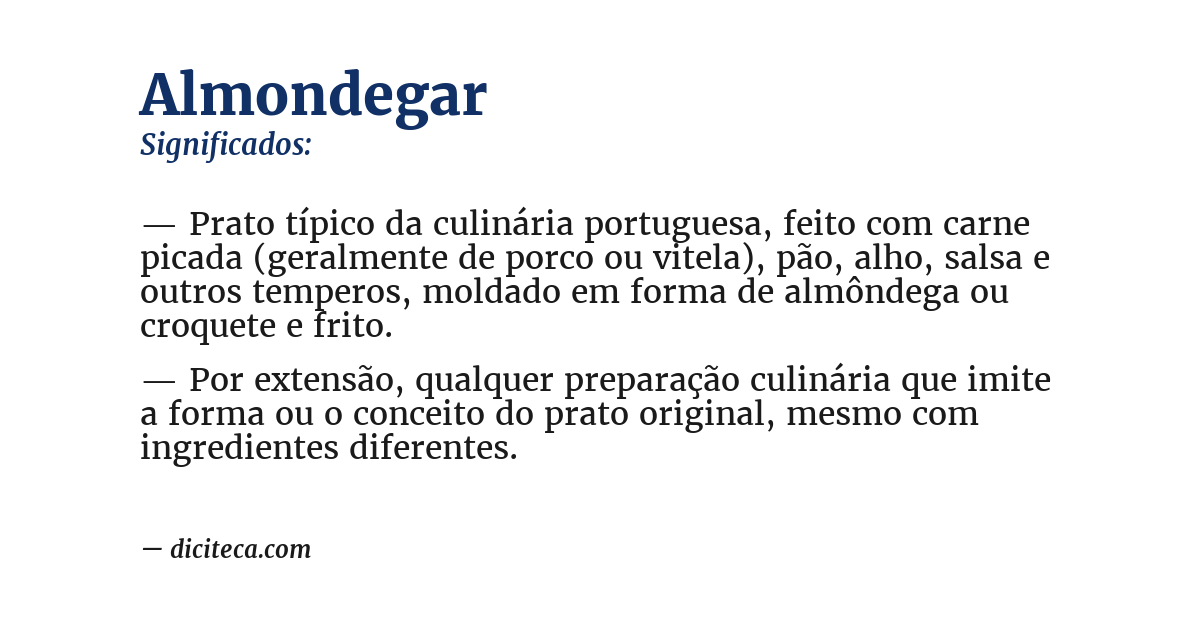 Significado de almondegar