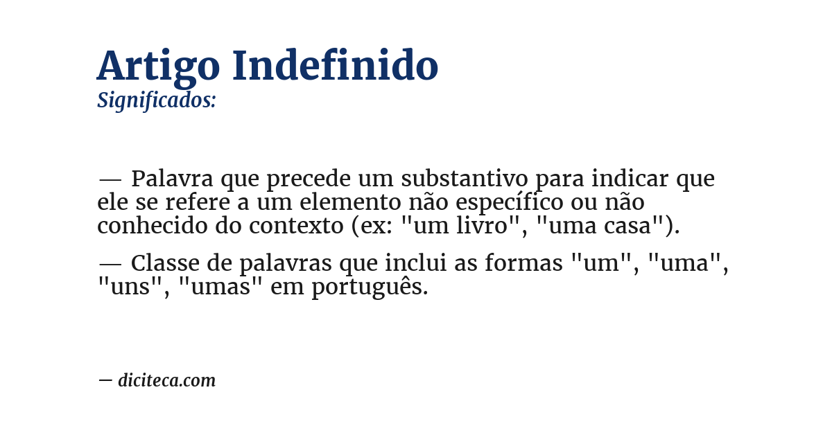 Significado de artigo indefinido
