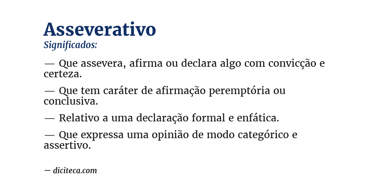 Significado de asseverativo