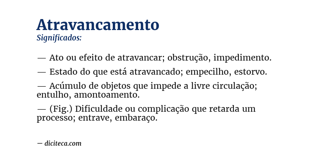 Significado de atravancamento