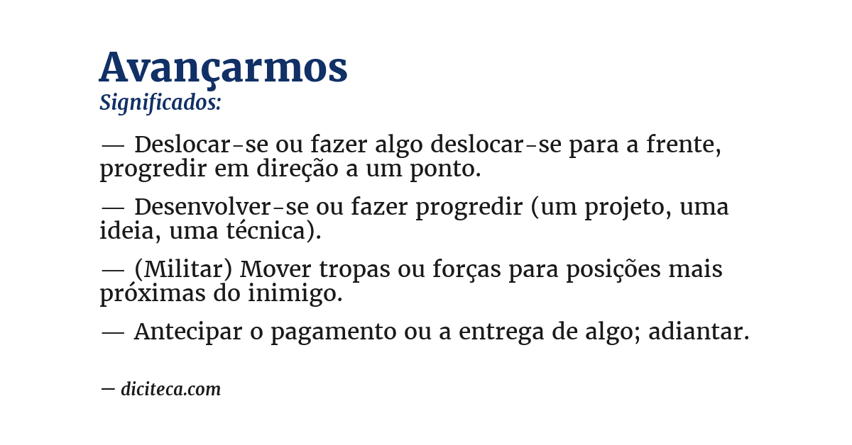 Significado de avançarmos