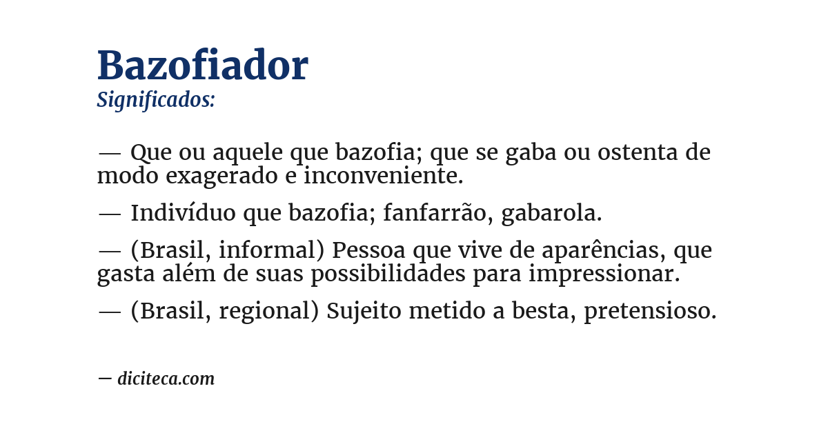 Significado de bazofiador