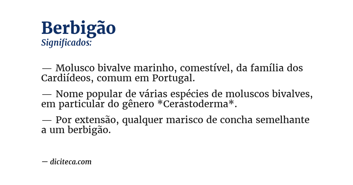 Significado de berbigão