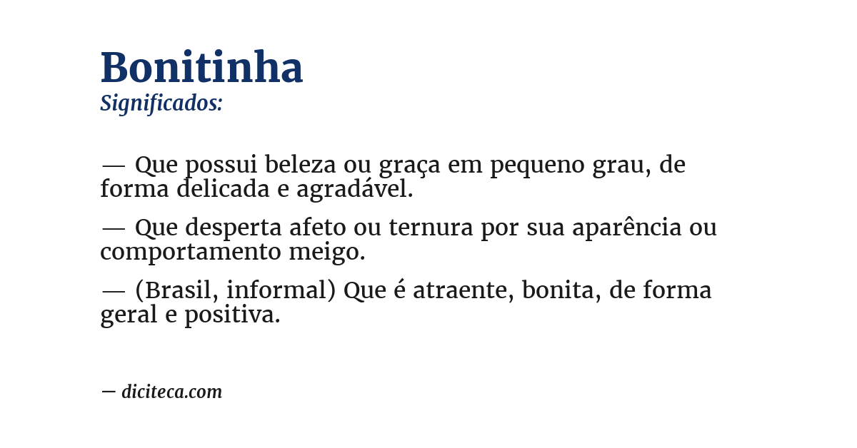 Significado de bonitinha