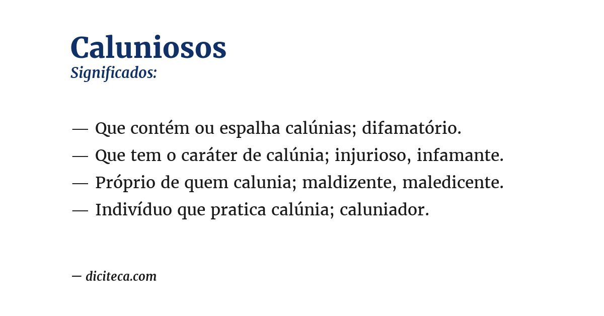 Significado de caluniosos