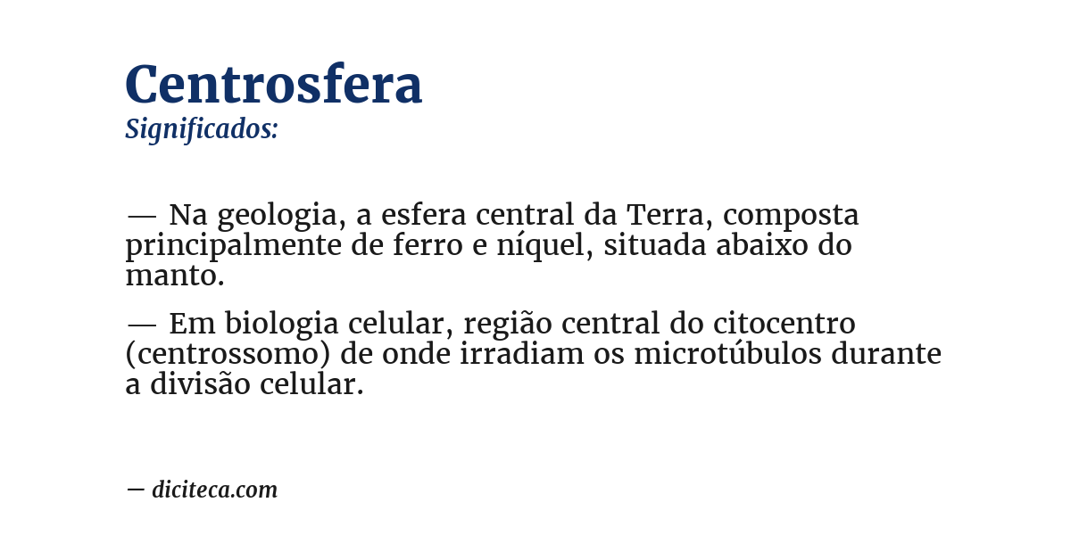 Significado de centrosfera