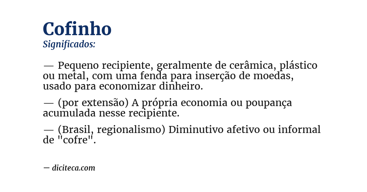 Significado de cofinho