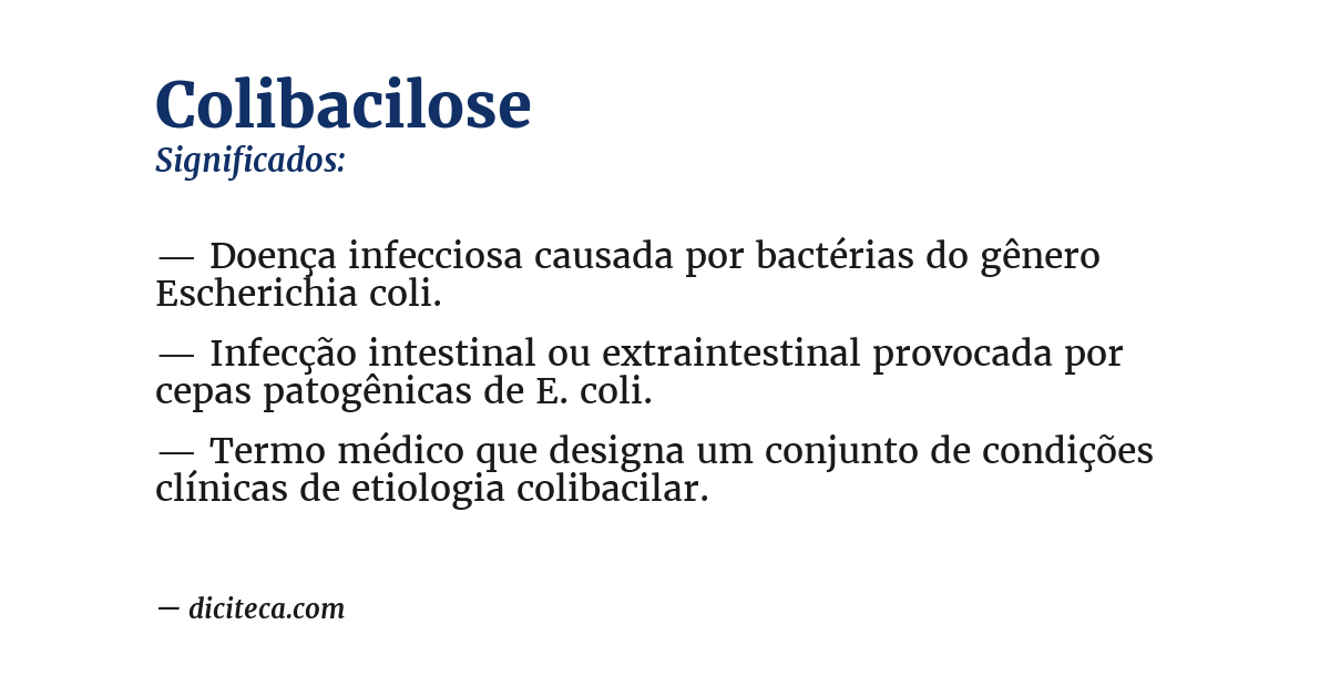 Significado de colibacilose