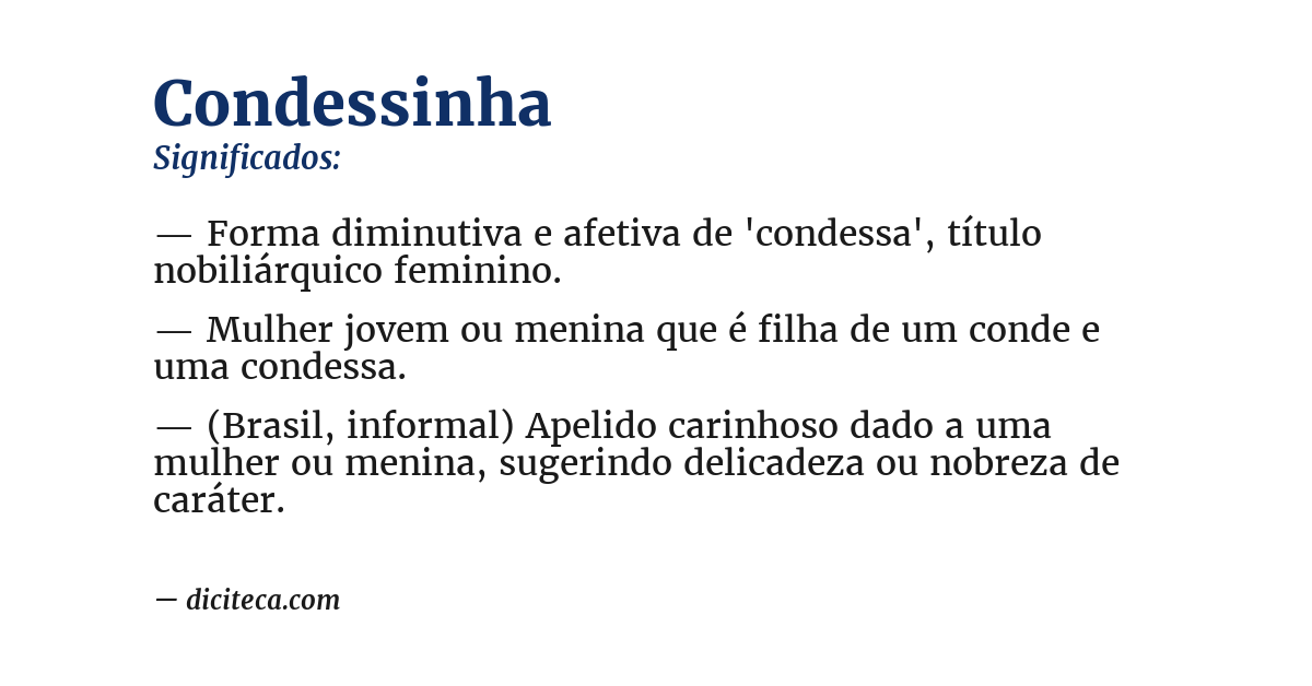 Significado de condessinha