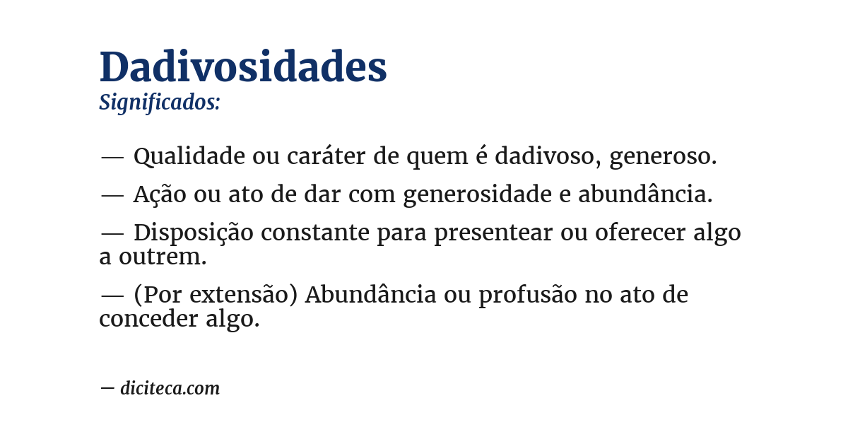 Significado de dadivosidades
