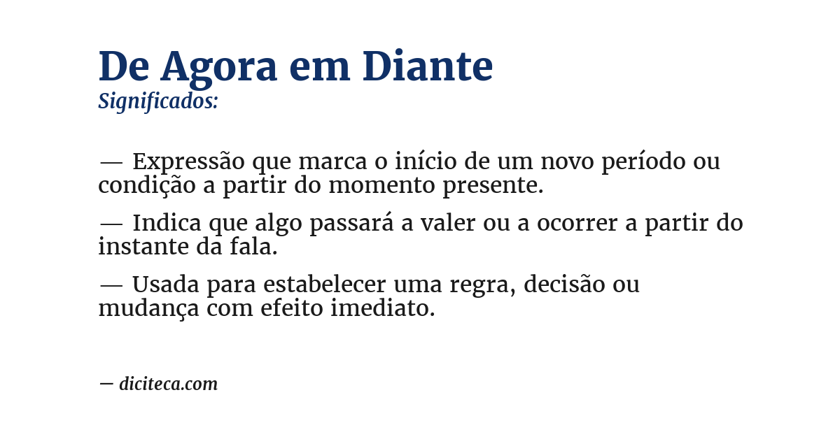 Significado de de agora em diante