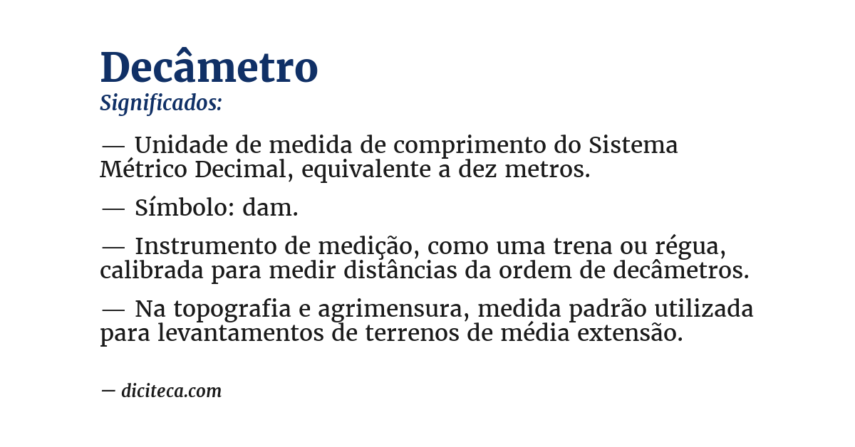 Significado de decâmetro