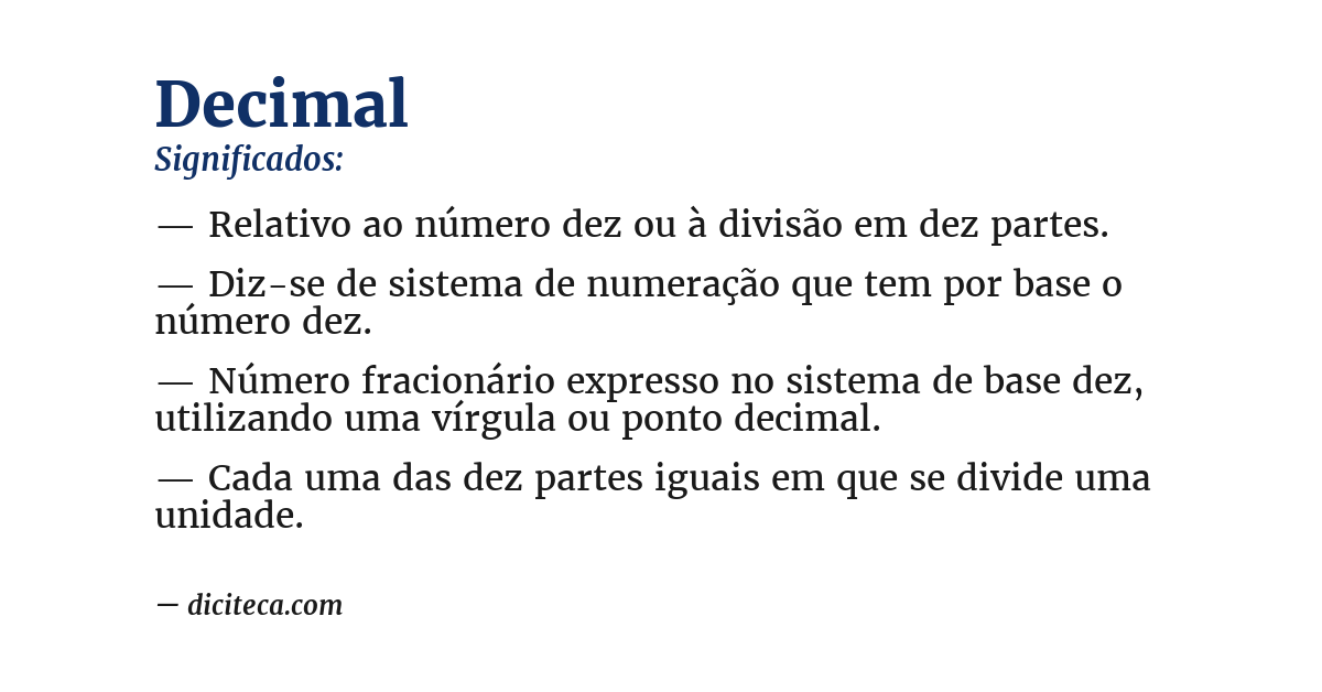 Significado de decimal