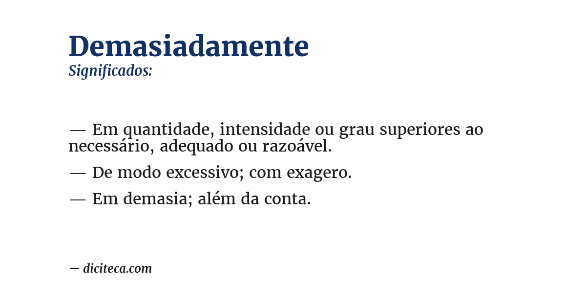 Significado de demasiadamente