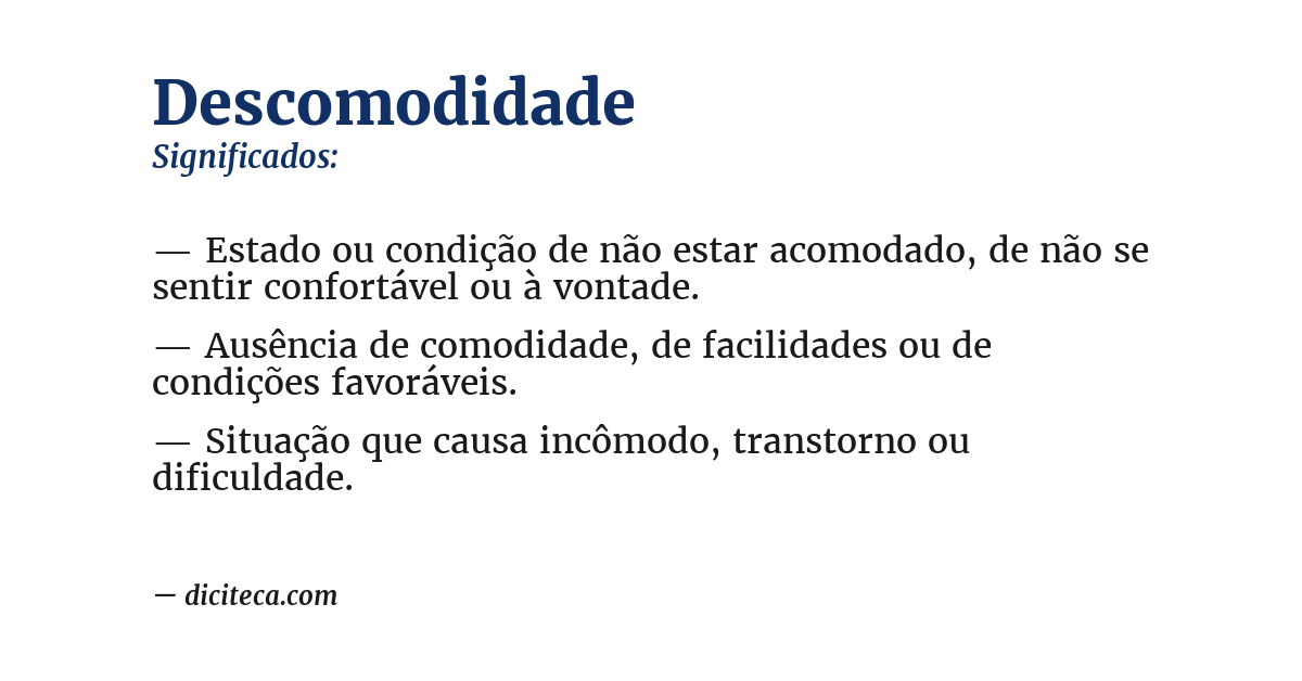 Significado de descomodidade
