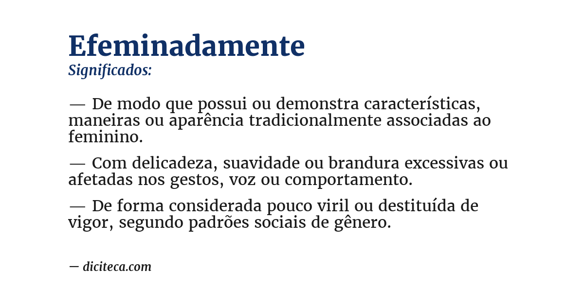 Significado de efeminadamente