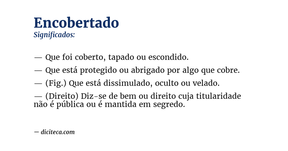 Significado de encobertado
