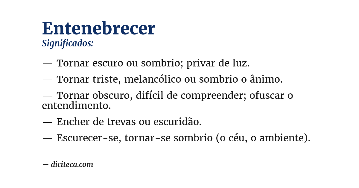 Significado de entenebrecer