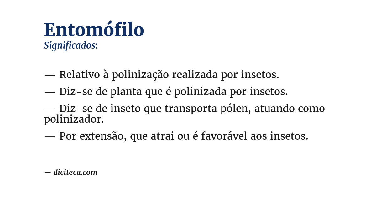 Significado de entomófilo