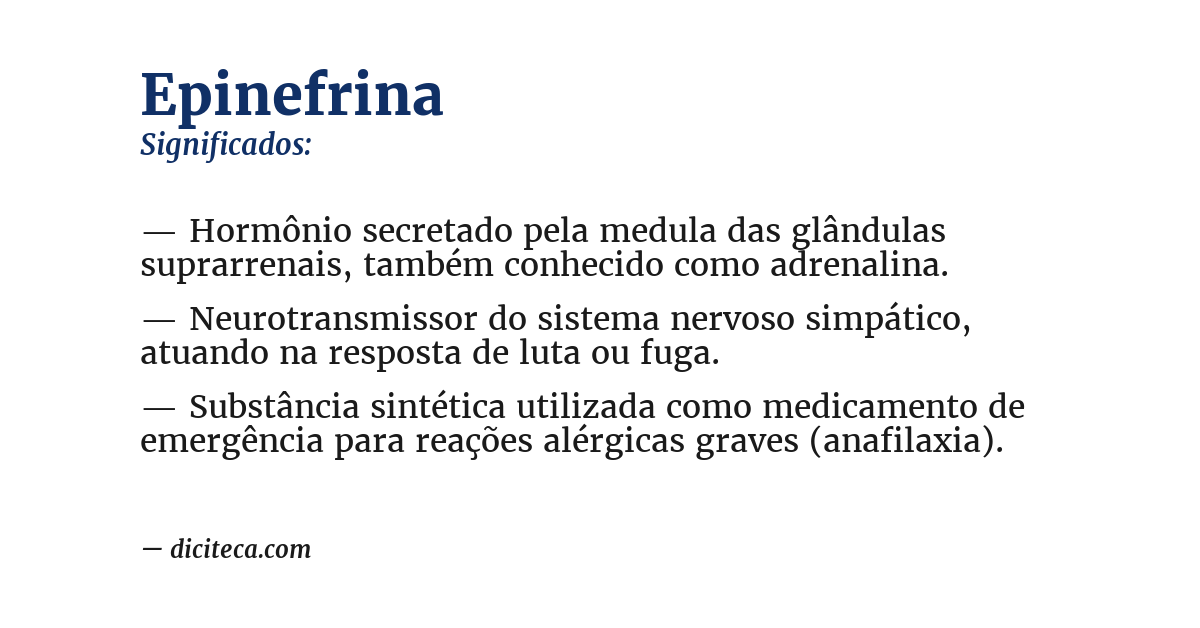 Significado de epinefrina