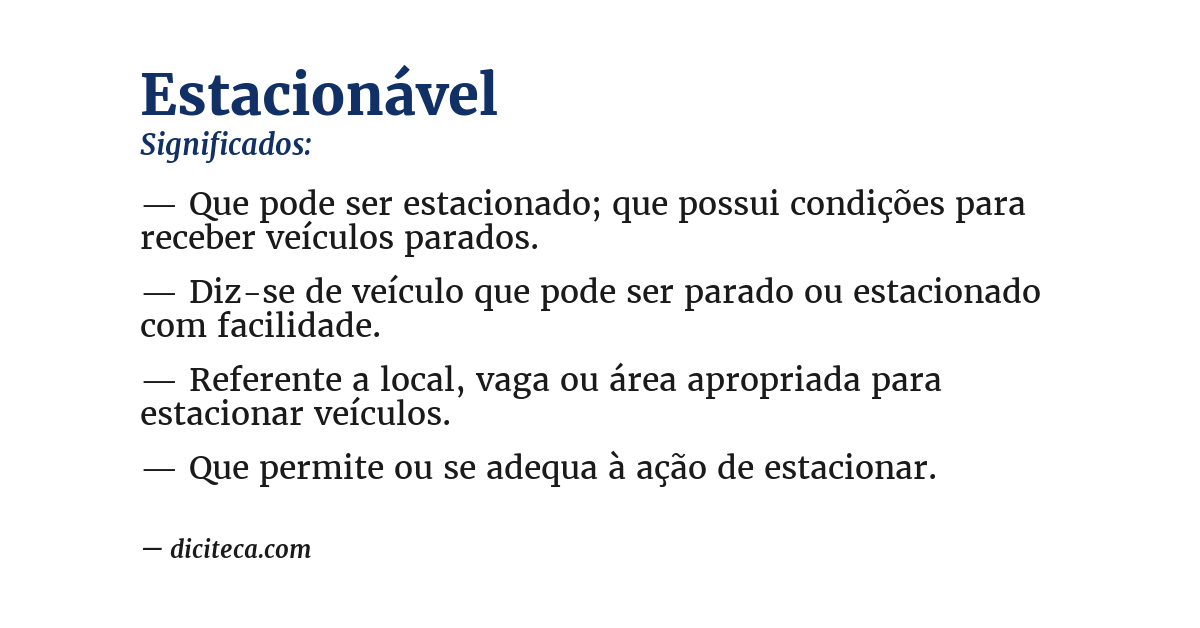 Significado de estacionável