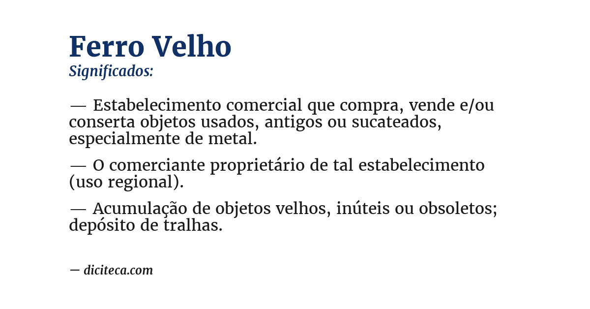 Significado de ferro velho