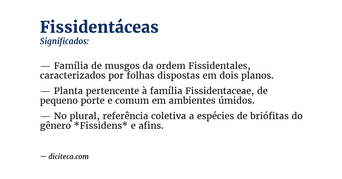 Significado de fissidentáceas
