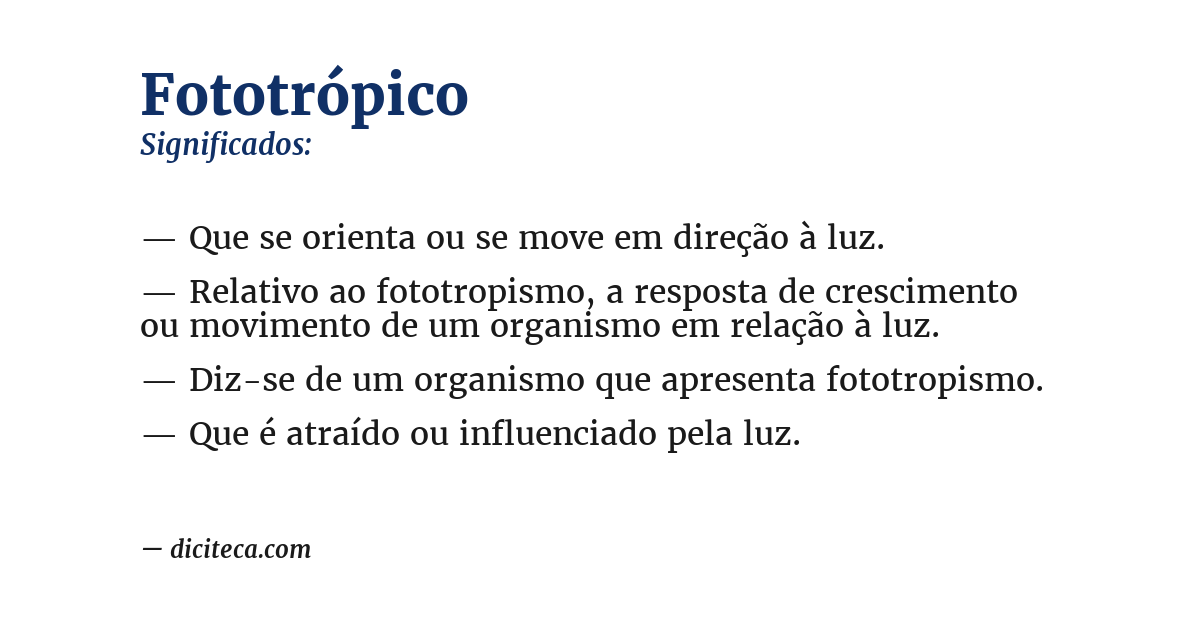 Significado de fototrópico