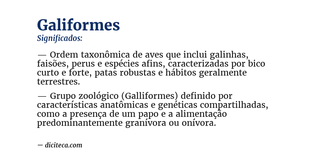 Significado de galiformes