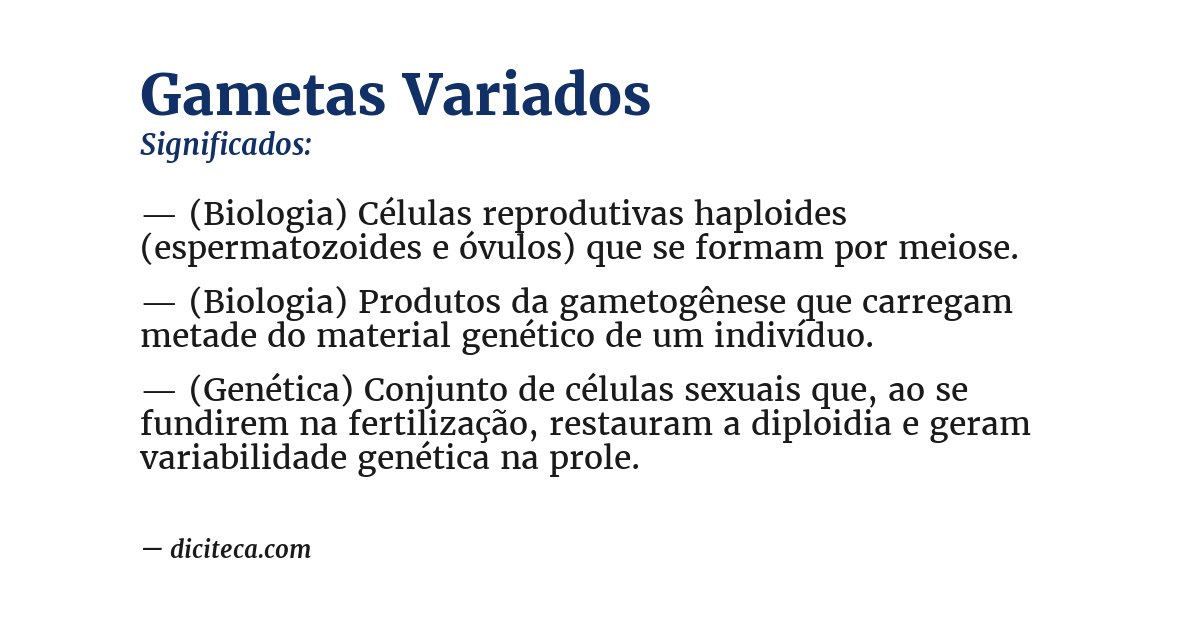 Significado de gametas variados